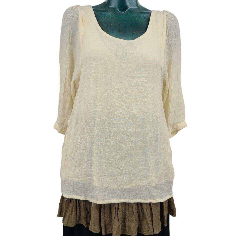 Oh My Julian Cream Layered A line Tunic Top Size S Minimalist Boho Chic 2878
